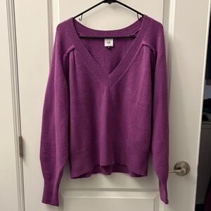 CAbi V-Neck Sweater in Rich Purple